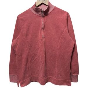 plain Blank faded Aged red Eddie Bauer long sleeve 1/4 quarter zip sweatshirt